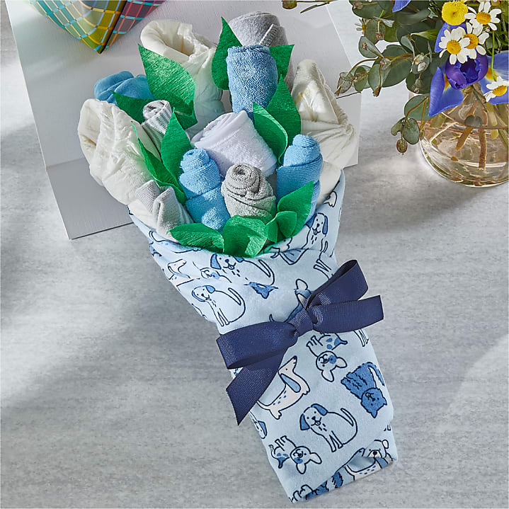 product image for Large Baby Blossom Wrapped Puppy Bouquet Deluxe