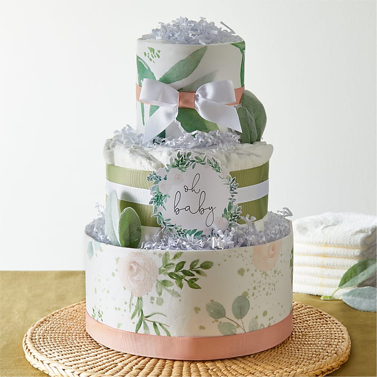 Floral Greenery Diaper Cake