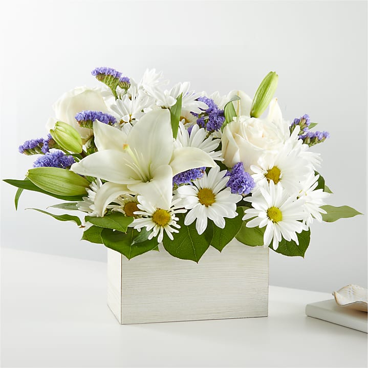 Heartfelt Tribute Blue & White Floor Basket Arrangement Extra Large by 1-800 Flowers