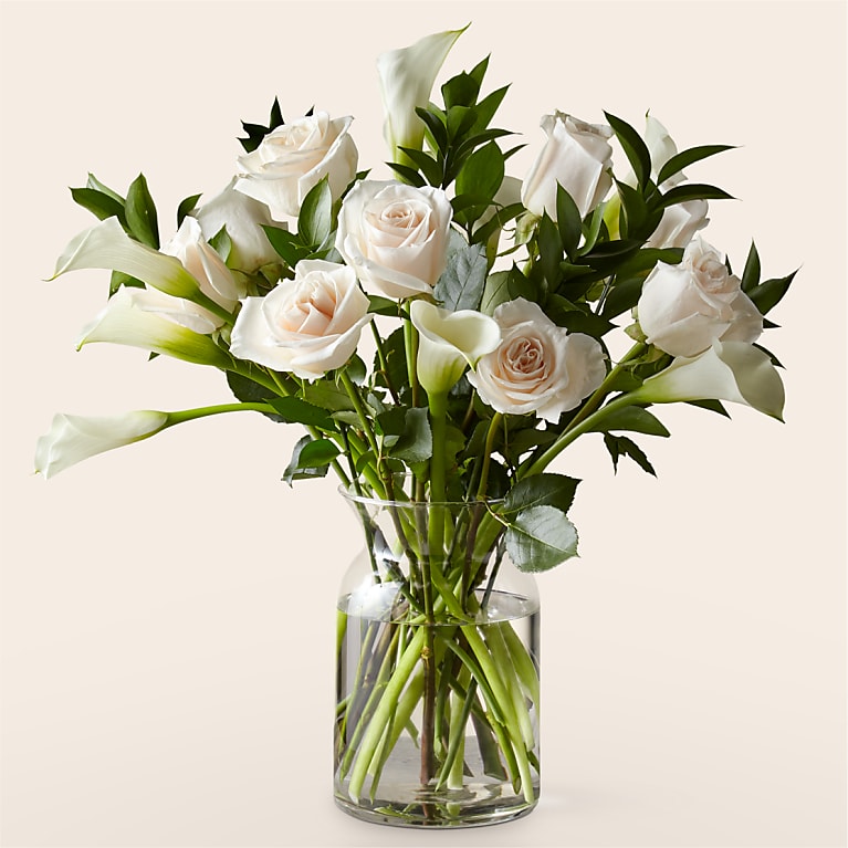 Vision in Ivory Rose and Calla Lily Bouquet