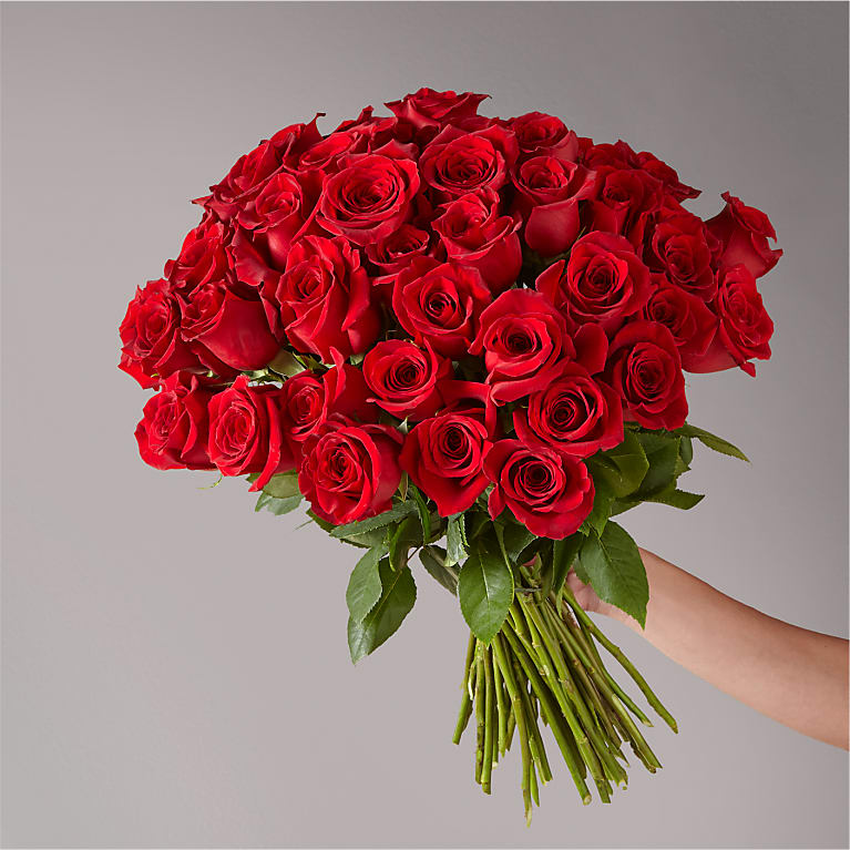 Fifty Long Stem Red Roses with Vase