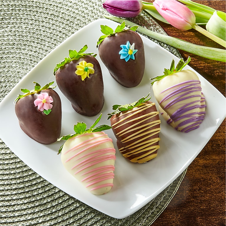 Flower Power Belgian Chocolate Covered Strawberries - 6pc