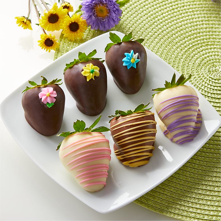 Flower Power Belgian Chocolate Covered Strawberries - 6pc