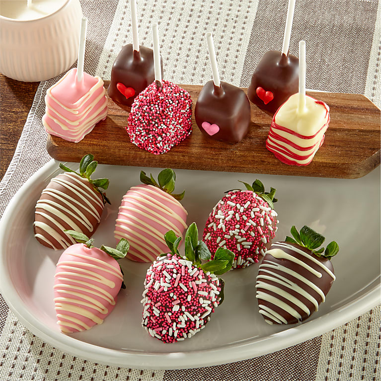 Mother's Day Belgian Chocolate Covered Strawberries and Cheesecake Pops