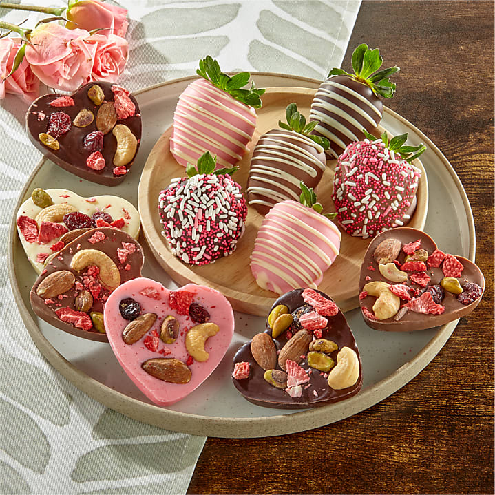 product image for Mother's Day Belgian Chocolate Covered Strawberries and Heart Mendiants