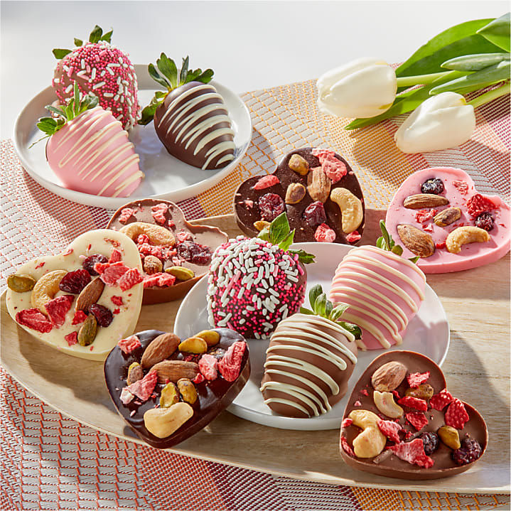 product image for Mother's Day Belgian Chocolate Covered Strawberries and Heart Mendiants