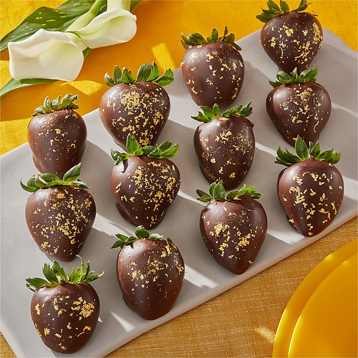 product image for 23K Gold Belgian Dark Chocolate Covered Strawberries