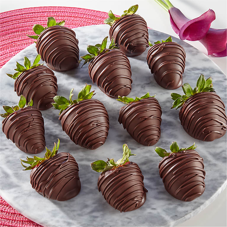 Belgian Dark Chocolate Covered Strawberries- 12 pc