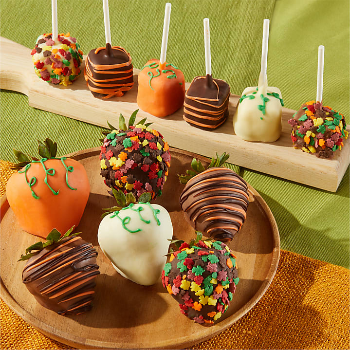product image for Chocolate Covered Fall Strawberries and Cheesecake Pops