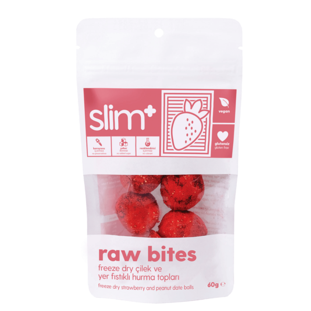 SLİMPLUS Feeze Dry Çilek Kaplı Glutensiz Raw Bites Hurma Topları 60g – Özel  Beslenme