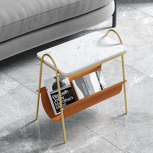 Marble Leather Corner Table