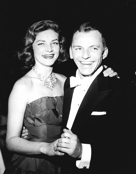 Lauren Bacall and Frank Sinatra at a 1955 Academy Award dance