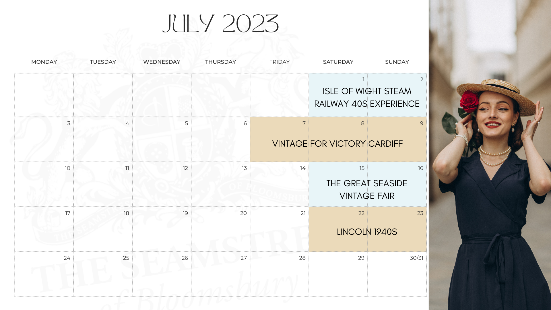 July 1940s Vintage Calendar UK