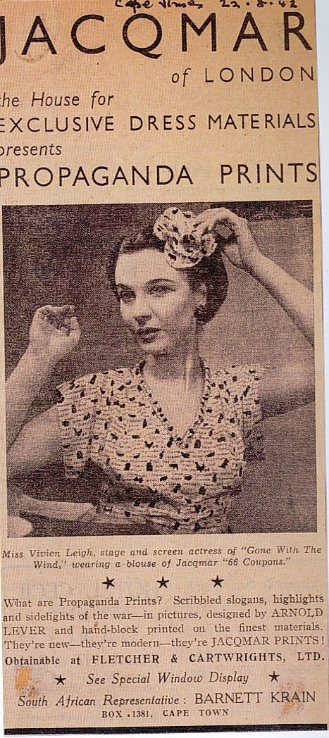 1940s advert for Jacqmar silk scarves with Hollywood Actress Vivien Leigh promoting their products