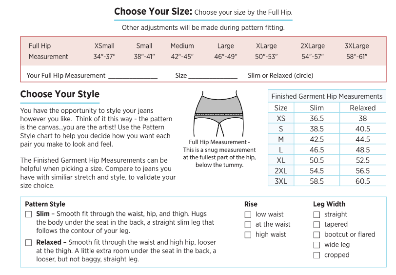 All Things Jeans Sizing
