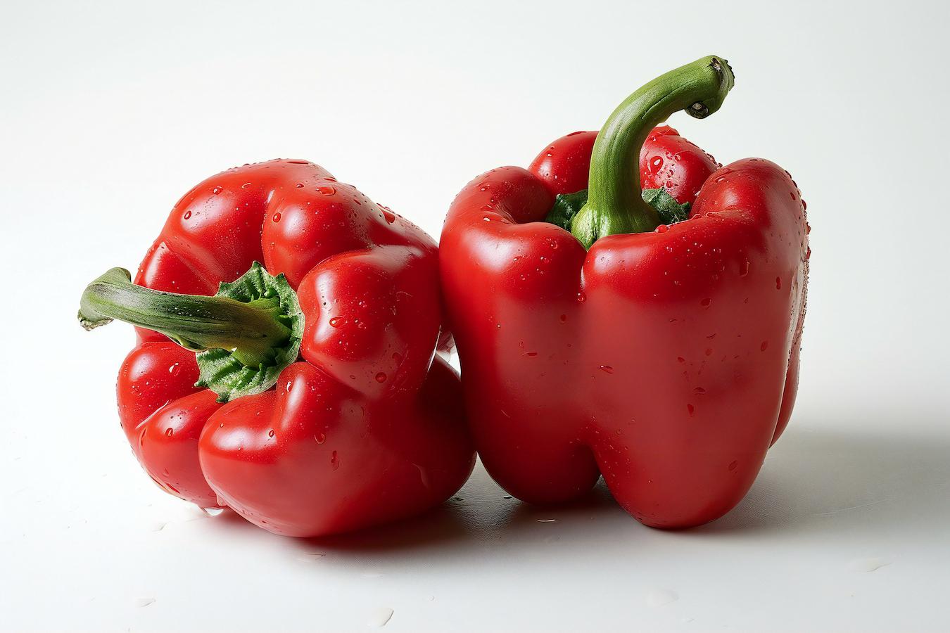 red bell peppers on a white background healthy fats certain foods mediterranean diet fat soluble vitamin e boost the immune system