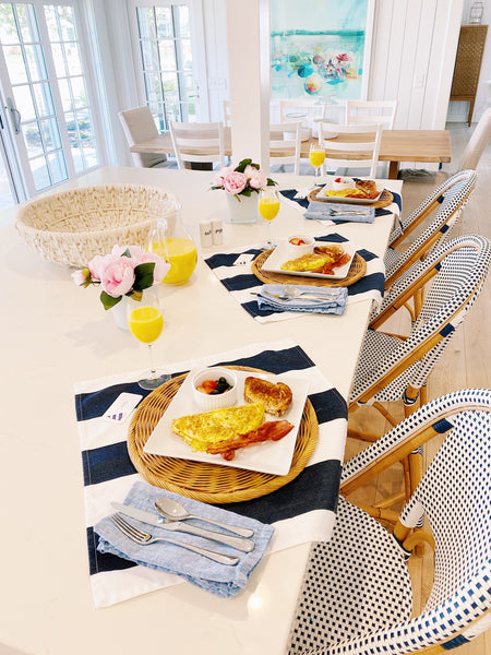 We enjoy setting a cute tablescape to accent our crispy bacon and delicious eggs!