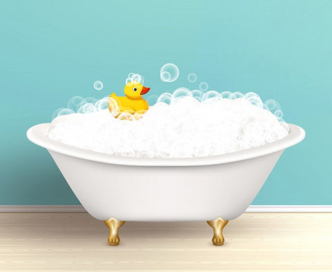 baignoire salle-de-bain mousse détendre canard 