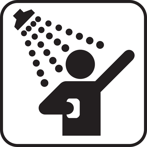 logo personne jet d'eau savon douche 