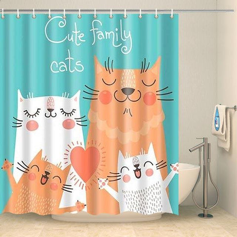 Rideau de douche famille de chats