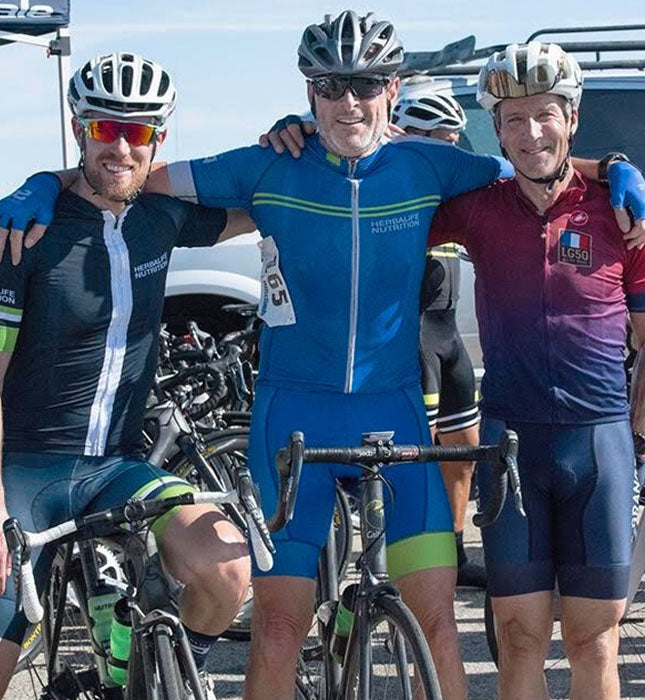 Dr. John Heiss (left) and Michael (middle) after completing Piuma, one of the most scenic bike climbs in all of southern California.