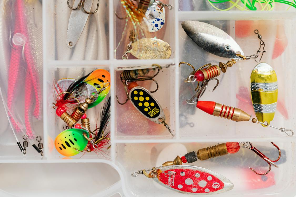 Fishing baits in close up