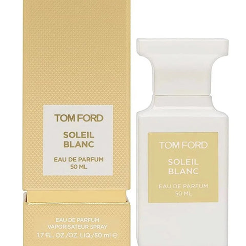 imagen de la caja dorada y la botella blanca de TOM FORD - Private Blend Soleil Blanc Eau De Parfum Spray