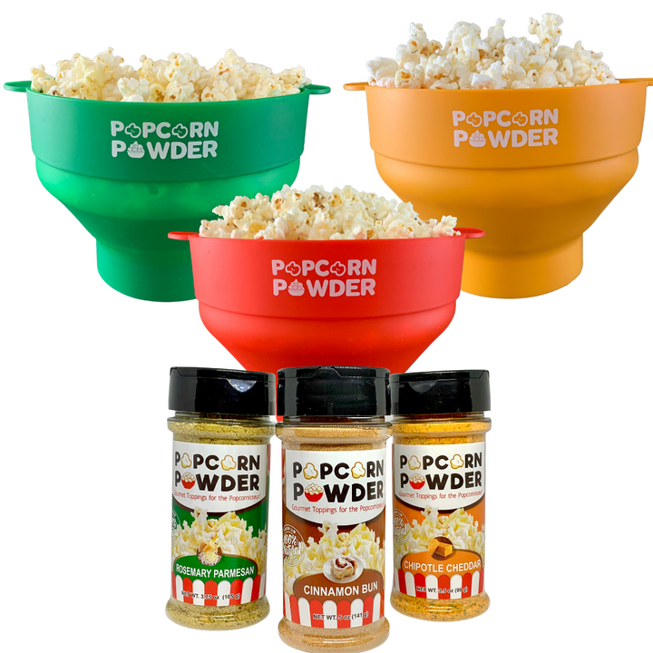 Popcorn Powder's Microwavable Silicone Collapsible Red Popcorn Popper