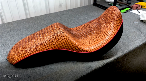 Dyna wide glide custom motorcycle seat faux crocodile