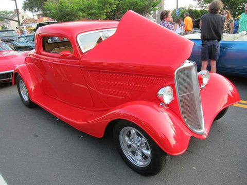 Red 1933 Ford Street rod