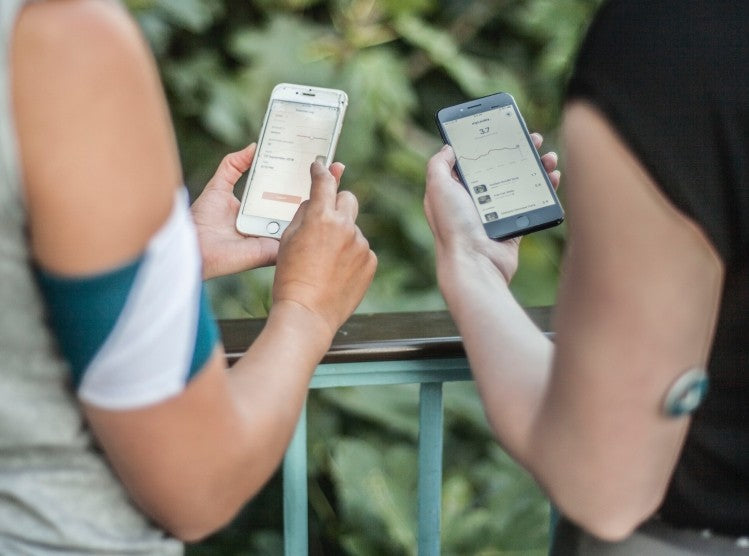 women looking at myLevels app