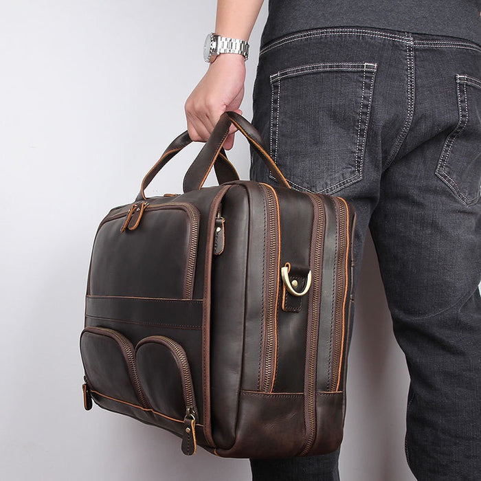 Men's Genuine Leather Crossbody Bag, 17.6
