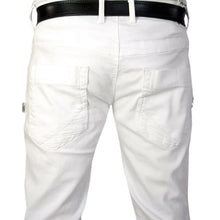 Load image into Gallery viewer, Mens white jeans, biker distressed slim skinny fit
