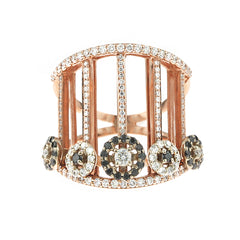 Art Deco Rose Gold Diamond Fidget Ring
