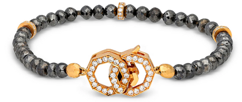 Gold Black Diamond Beaded Bracelet