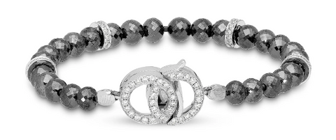 Black Diamond Beaded Bracelet Unisex, Gift for men