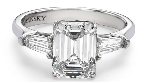 Emerald Cut Diamond Ring with Side Stones