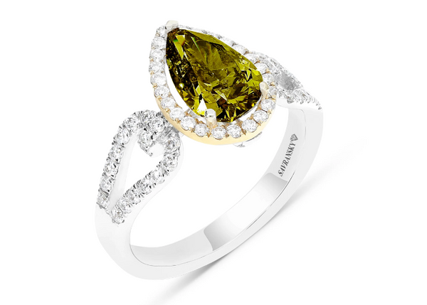 Pear Cut Chameleon Diamond Engagement Ring