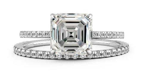 Squared Emerald Cut Diamond Engagement Ring