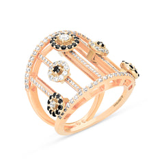 Art Deco Rose Gold Diamond Fidget Ring 
