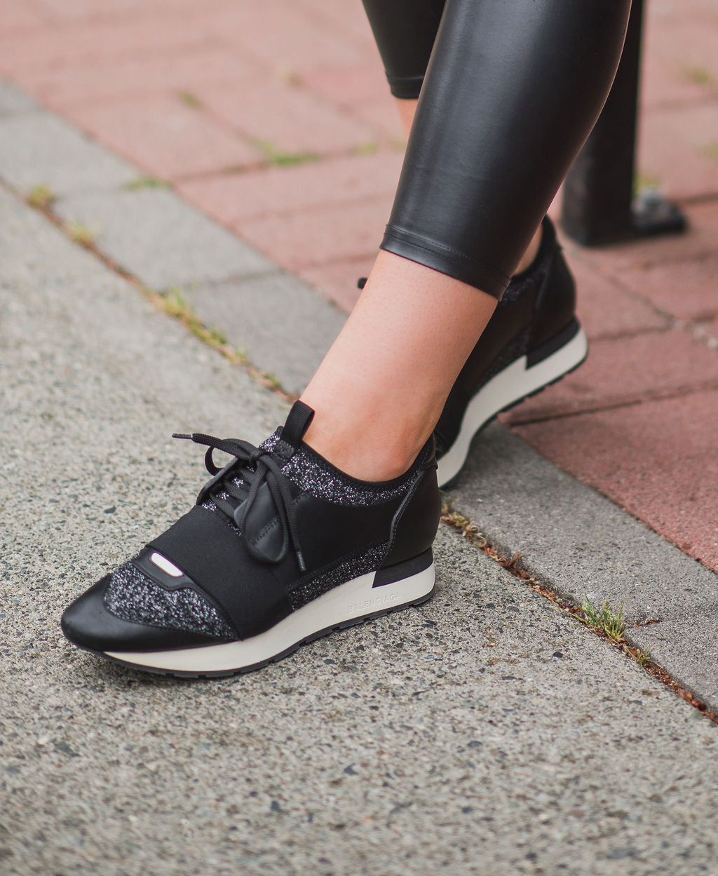 Balenciaga Black Glitter Race Runners - Size 39 – Haute Shoes & Bags