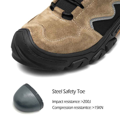 Lightweight Steel Toe Work Boot for Men Anti-Smashing and Protect Against Falling objects