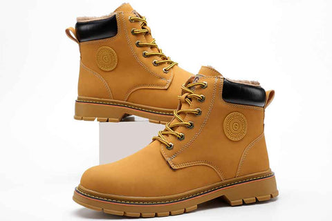 Women's Stylish Waterproof Steel Toe Work Boots Classic Yellow