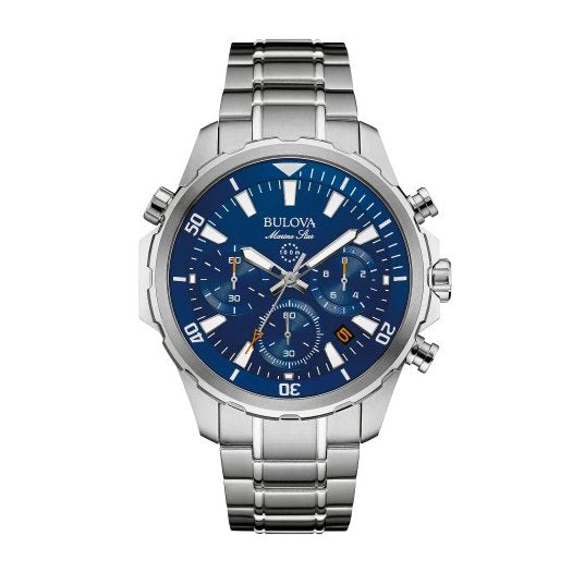 Bulova Marine Star Mens Automatic Stainless Steel Blue Dial Watch 