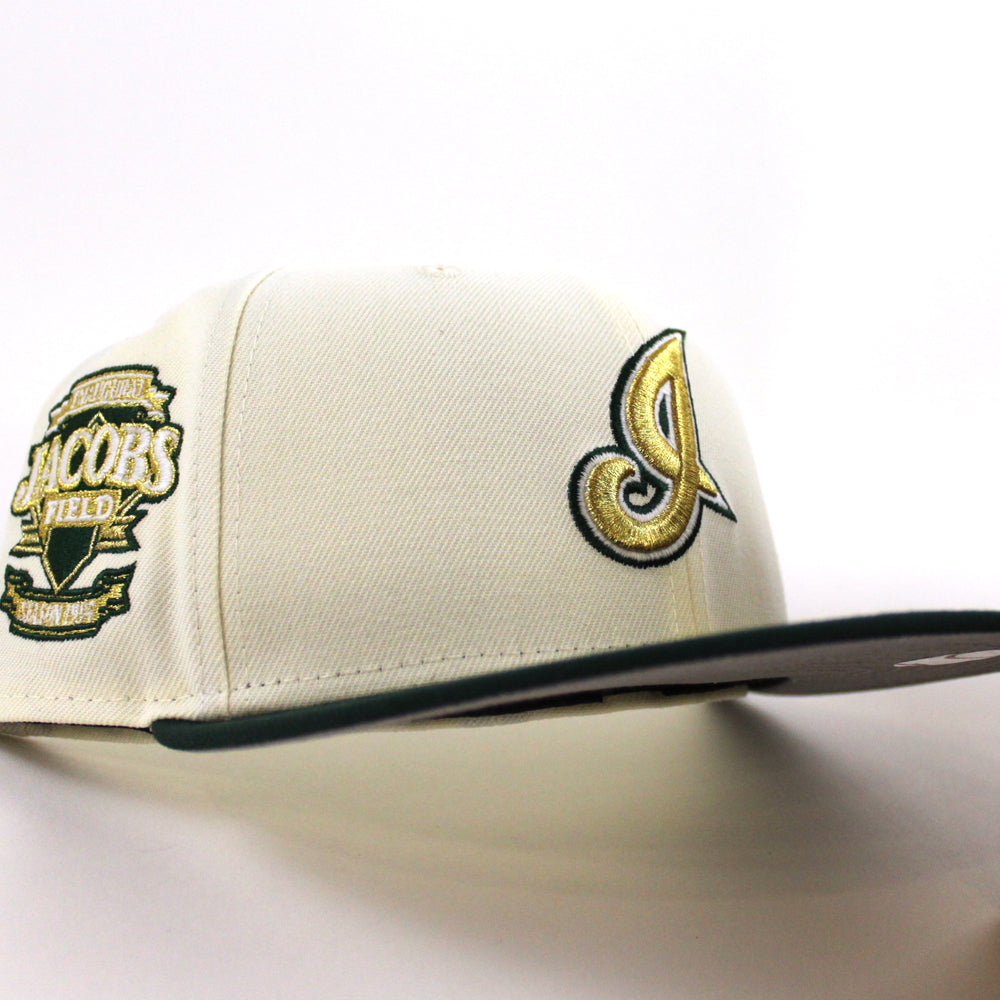 ⚾️ BIRMINGHAM BARONS (LOS BARONS) Southern League New Era 59Fifty Fitted Hat  in Chrome White, Black and Green Under Brim. Side Logo: Glow…