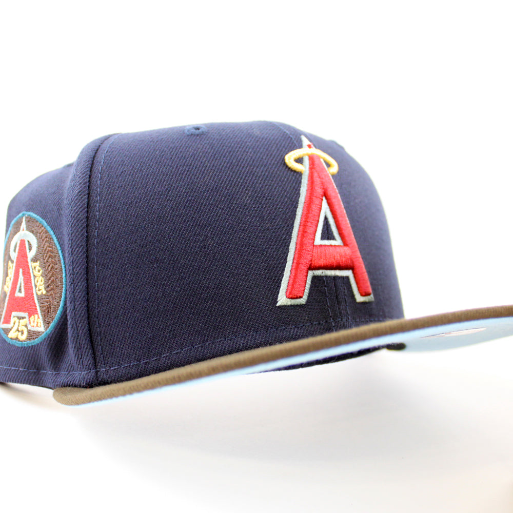 Navy Blue Los Angeles Angels Icy Blue Bottom 40th Season Side Patch New Era 59FIFTY Fitted 71/2