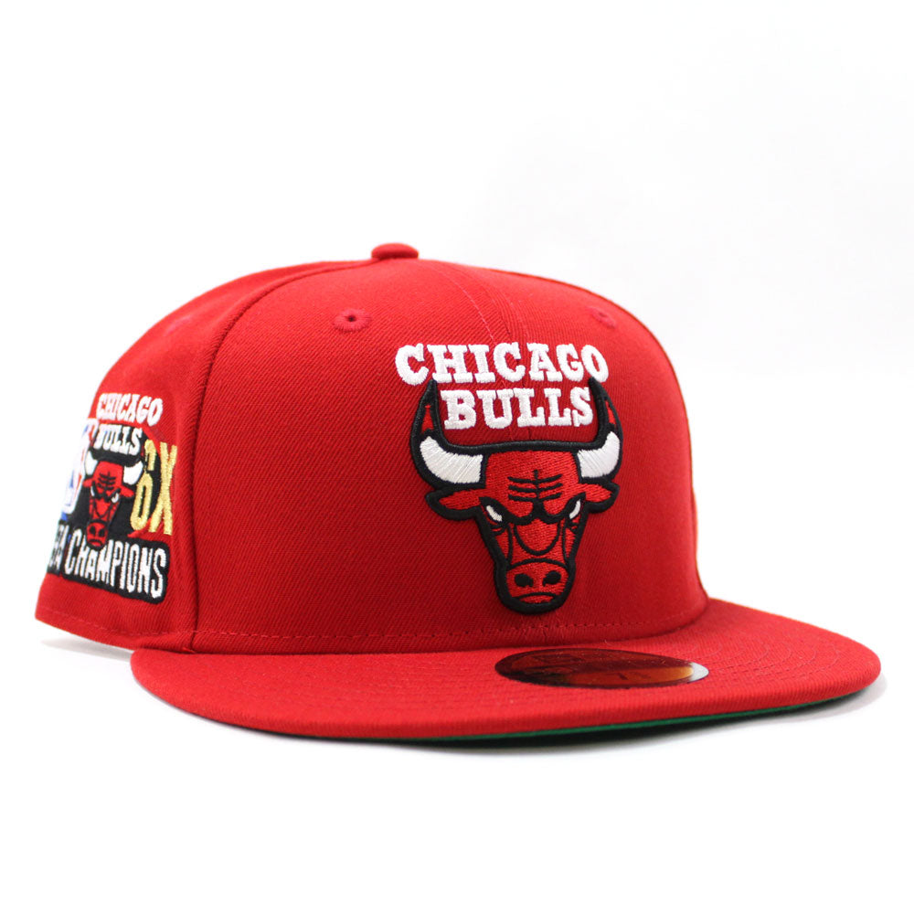 Chicago Bulls 6 X NBA Champs New Era 59fifty Fitted Hat (Red Green Und ...