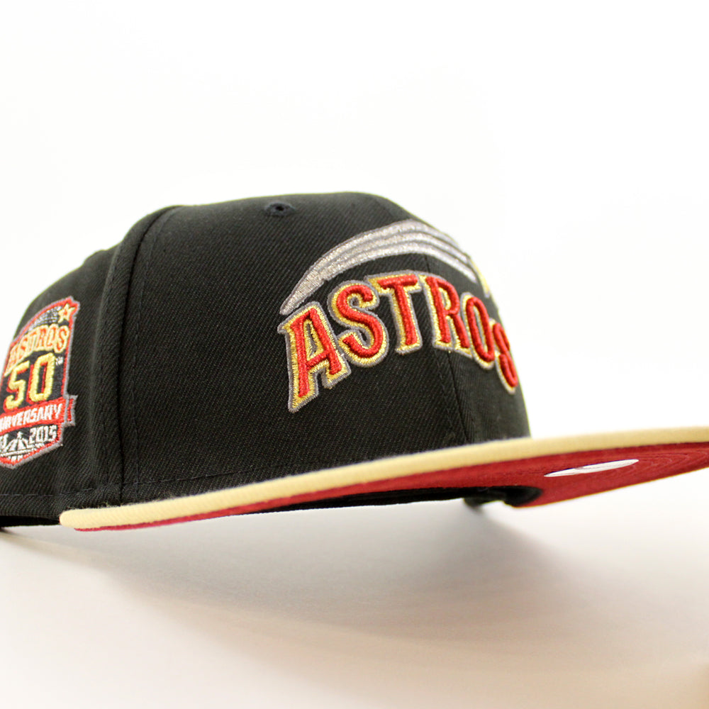 Vintage Y2K New Era 5950 Houston Astros MLB Black Fitted Hat Size