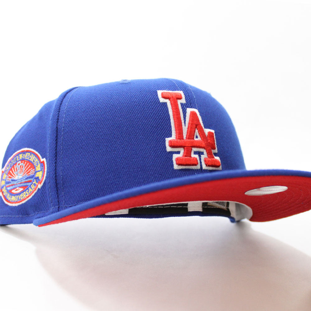 red and blue fitted hats