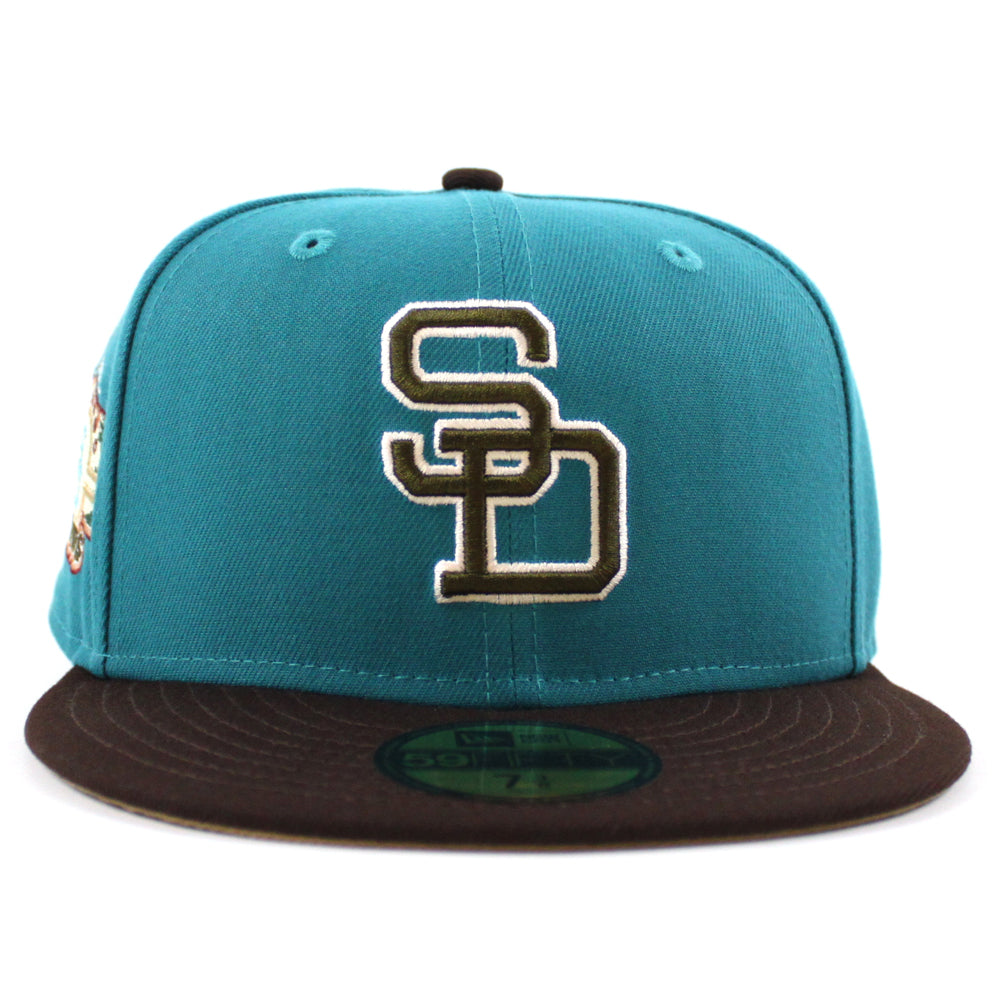 San Diego Padres STADIUM New Era 59Fifty Fitted Hat (Aqua BurntWood Kh ...
